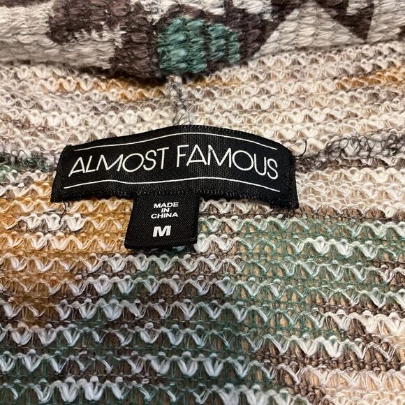 Aztec Boho Sweater. Hooded Western Style Duster. Cool! Med. Light Shacket hippie - Picture 6 of 8